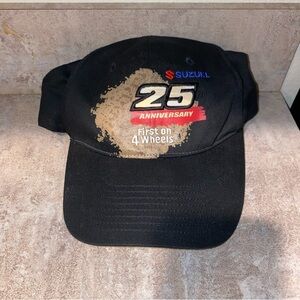 Suzuki 25th Anniversary First On 4 Wheels Unisex Baseball Cap Black Strapback OS